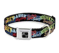 Buckle-Down Pet Collar, Dog Collar Metal Seatbelt Buckle, Slang Verbiage Stacked Black Multi Color, 16 to 23 Inches 1.5 Inch Wide