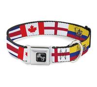 Buckle-Down Pet Collar, Dog Collar Metal Seatbelt Buckle, Soccer Fan World Cup Team Country Flags, 16 to 23 Inches 1.5 Inch Wide