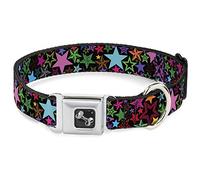 Buckle-Down Pet Collar, Dog Collar Metal Seatbelt Buckle, Stargazer Black Multi Color, 11 to 16.5 Inches 1.0 Inch Wide