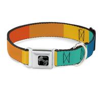 Buckle-Down Pet Collar, Dog Collar Metal Seatbelt Buckle, Summer Essentials Color Block 2, 20 to 31 Inches 1.5 Inch Wide