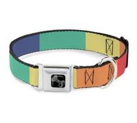 Buckle-Down Pet Collar, Dog Collar Metal Seatbelt Buckle, Summer Essentials Color Block 3, 11 to 16.5 Inches 1.0 Inch Wide