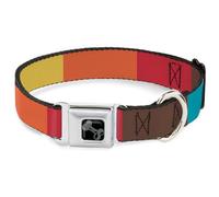 Buckle-Down Pet Collar, Dog Collar Metal Seatbelt Buckle, Summer Essentials Color Block 9, 20 to 31 Inches 1.5 Inch Wide