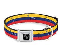 Buckle-Down Pet Collar, Dog Collar Metal Seatbelt Buckle, Venezuela Flag Continuous Repeat, 9.5 to 13 Inches 1.0 Inch Wide