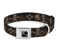 Buckle-Down Pet Collar, Dog Collar Metal Seatbelt Buckle, Western No Guts No Glory Skull and Crossbones Browns Gray, 15 to 24 Inches 1.0 Inch Wide