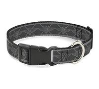 Buckle-Down Pet Collar, Dog Collar Plastic Buckle, Buckle Down BD Monogram Grays, 16 to 23 Inches 1.5 Inch Wide