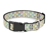 Buckle-Down Pet Collar, Dog Collar Plastic Buckle, Buckle Down BD Monogram Tan Multi Neon, 20 to 31 Inches 1.5 Inch Wide