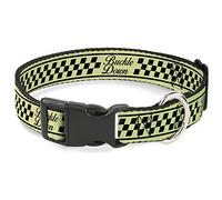 Buckle-Down Pet Collar, Dog Collar Plastic Buckle, Buckle Down Cab Stripe Green Yellow Fade, 15 to 24 Inches 1.0 Inch Wide