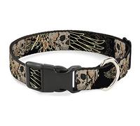 Buckle-Down Pet Collar, Dog Collar Plastic Buckle, Buckle Down Die Hard Skull Black Tans, 20 to 31 Inches 1.5 Inch Wide