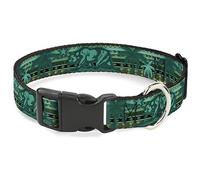 Buckle-Down Pet Collar, Dog Collar Plastic Buckle, Cali Bear Palm Trees Geometric Green, 16 to 23 Inches 1.5 Inch Wide