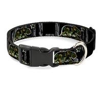 Buckle-Down Pet Collar, Dog Collar Plastic Buckle, California Flag Bear Black Camo Gray Camo Olive, 13 to 17 Inches 1.5 Inch Wide