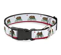 Buckle-Down Pet Collar, Dog Collar Plastic Buckle, California Flag Continuous, 11 to 16.5 Inches 1.0 Inch Wide