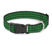 Buckle-Down Pet Collar, Dog Collar Plastic Buckle, Christmas Pajama Plaid Greens, 9.5 to 13 Inches 1.0 Inch Wide