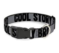 Buckle-Down Pet Collar, Dog Collar Plastic Buckle, Cool Story Bro Gray Black, 9.5 to 14.5 Inches 0.5 Inch Wide