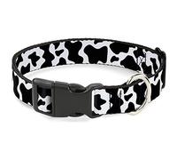 Buckle-Down Pet Collar, Dog Collar Plastic Buckle, Cow Pattern Print White Black, 11 to 16.5 Inches 1.0 Inch Wide