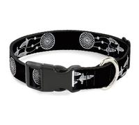 Buckle-Down Pet Collar, Dog Collar Plastic Buckle, Dream Catcher Black White, 7 to 8.5 Inches 0.5 Inch Wide