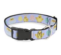 Buckle-Down Pet Collar, Dog Collar Plastic Buckle, Easter Chicks and Eggs Lavender, 16 to 23 Inches 1.5 Inch Wide