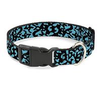 Buckle-Down Pet Collar, Dog Collar Plastic Buckle, Eighties Blue Black, 7 to 8.5 Inches 0.5 Inch Wide