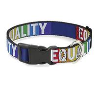 Buckle-Down Pet Collar, Dog Collar Plastic Buckle, Equality Blocks Rainbow Blue White, 9.5 to 14.5 Inches 0.5 Inch Wide