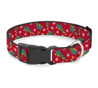 Buckle-Down Pet Collar, Dog Collar Plastic Buckle, Festive Holiday Christmas Trees Scattered Red Multi Color, 20 to 31 Inches 1.5 Inch Wide