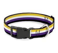 Buckle-Down Pet Collar, Dog Collar Plastic Buckle, Flag Non Binary Stripe, 11 to 16.5 Inches 1.0 Inch Wide