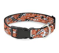 Buckle-Down Pet Collar, Dog Collar Plastic Buckle, Grunge Bricks Orange, 9.5 to 13 Inches 1.0 Inch Wide