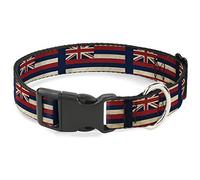 Buckle-Down Pet Collar, Dog Collar Plastic Buckle, Hawaii Flags Navy, 11 to 16.5 Inches 1.0 Inch Wide