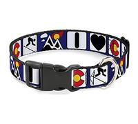 Buckle-Down Pet Collar, Dog Collar Plastic Buckle, I Heart Colorado Skiing Logos Mountain, 9.5 to 13 Inches 1.0 Inch Wide