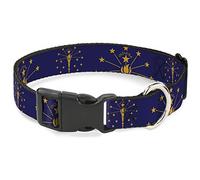 Buckle-Down Pet Collar, Dog Collar Plastic Buckle, Indiana Flag Torch Close Up Navy Blue Gold, 20 to 31 Inches 1.5 Inch Wide