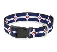 Buckle-Down Pet Collar, Dog Collar Plastic Buckle, Indianapolis Flag Navy Blue White Red, 13 to 17 Inches 1.5 Inch Wide