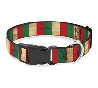 Buckle-Down Pet Collar, Dog Collar Plastic Buckle, Italy Flag Continuous Vintage, 8.5 to 12 Inches 0.5 Inch Wide