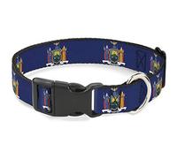 Buckle-Down Pet Collar, Dog Collar Plastic Buckle, New York Flag Continuous, 11 to 16.5 Inches 1.0 Inch Wide