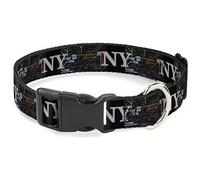 Buckle-Down Pet Collar, Dog Collar Plastic Buckle, New York Subway, 16 to 23 Inches 1.5 Inch Wide