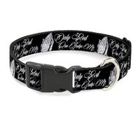 Buckle-Down Pet Collar, Dog Collar Plastic Buckle, Only God Can Judge Me Script Praying Hands Black White, 8.5 to 12 Inches 0.5 Inch Wide