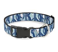 Buckle-Down Pet Collar, Dog Collar Plastic Buckle, Peace Dots White Blue, 9.5 to 13 Inches 1.0 Inch Wide