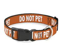 Buckle-Down Pet Collar, Dog Collar Plastic Buckle, Pet Quote Do Not Pet Orange White, 9.5 to 14.5 Inches 0.5 Inch Wide