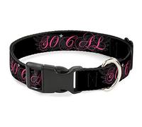 Buckle-Down Pet Collar, Dog Collar Plastic Buckle, So Cal Script Wings Black Gray Pink, 20 to 31 Inches 1.5 Inch Wide