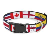 Buckle-Down Pet Collar, Dog Collar Plastic Buckle, Soccer Fan World Cup Team Country Flags, 20 to 31 Inches 1.5 Inch Wide
