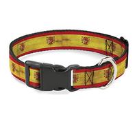 Buckle-Down Pet Collar, Dog Collar Plastic Buckle, Spain Flag Continuous Vintage, 13 to 17 Inches 1.5 Inch Wide
