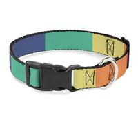 Buckle-Down Pet Collar, Dog Collar Plastic Buckle, Summer Essentials Color Block 3, 20 to 31 Inches 1.5 Inch Wide