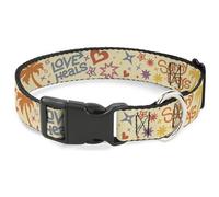 Buckle-Down Pet Collar, Dog Collar Plastic Buckle, Summer Harmony Collage Beige Multi Color, 11 to 16.5 Inches 1.0 Inch Wide