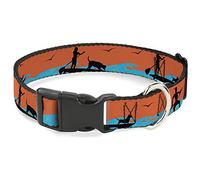 Buckle-Down Pet Collar, Dog Collar Plastic Buckle, Sup Dog Neon Orange Blues Black, 15 to 24 Inches 1.0 Inch Wide