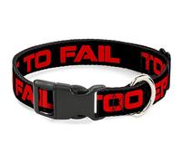 Buckle-Down Pet Collar, Dog Collar Plastic Buckle, Too Epic to Fail Weathered Black Red, 9.5 to 13 Inches 1.0 Inch Wide