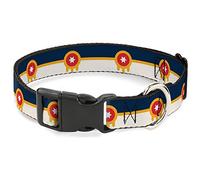 Buckle-Down Pet Collar, Dog Collar Plastic Buckle, Tulsa Oklahoma City Flag Navy Blue Gold Red Beige, 9.5 to 14.5 Inches 0.5 Inch Wide