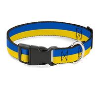 Buckle-Down Pet Collar, Dog Collar Plastic Buckle, Ukraine Flag Continuous, 9.5 to 14.5 Inches 0.5 Inch Wide