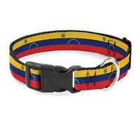 Buckle-Down Pet Collar, Dog Collar Plastic Buckle, Venezuela Flag Continuous Repeat, 16 to 23 Inches 1.5 Inch Wide