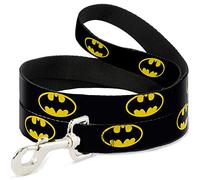 Buckle-Down Pet Leash - Batman Shield Black/Yellow - 4 Feet Long - 1/2" Wide