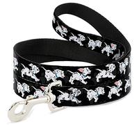 Buckle-Down Pet Leash - Dalmatians Running/Paws Black/Gray/White/Black - 4 Feet Long - 1/2" Wide