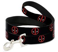 Buckle Down Pet Leash - Deadpool Logo Black/Red/White - 4 Feet Long - 1/2" Wide