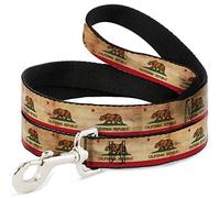Buckle-Down Pet Leash, Dog Leash, California Flag Continuous Vintage, 6 Feet Long 1.5 Inch Wide