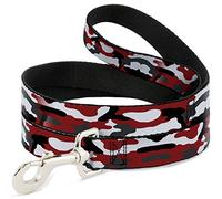 Buckle-Down Pet Leash, Dog Leash, Camo Red Black Gray White, 6 Feet Long 1.5 Inch Wide